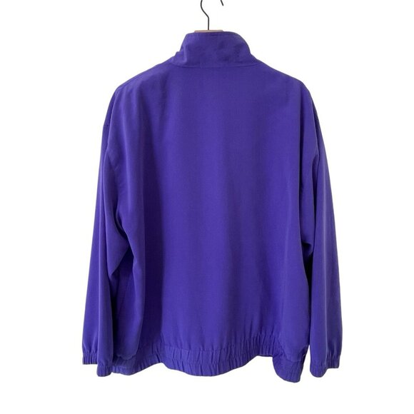 VTG 80s Women XL Windbreaker Jacket Full Zip Mock Neck Perfume Embroidery Purple - Picture 8 of 16